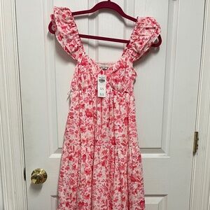 Abercrombie & Fitch ruched flutter sleeve maxi dress NWT